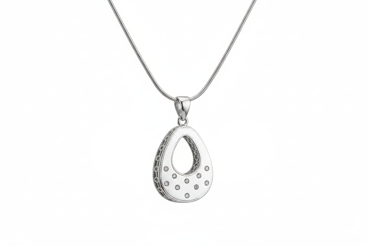 Silver Luna Drop Pendant Set