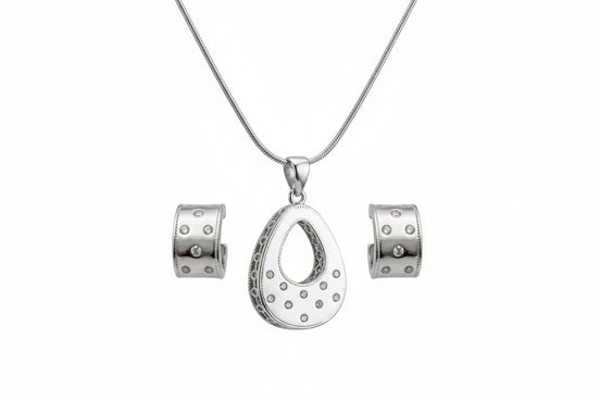 Silver Luna Drop Pendant Set