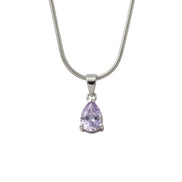 Silver Lavender Teardrop Pendant Set