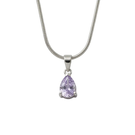 Silver Lavender Teardrop Pendant Set
