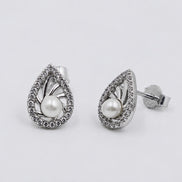 Pearl Teardrop Stud Earrings