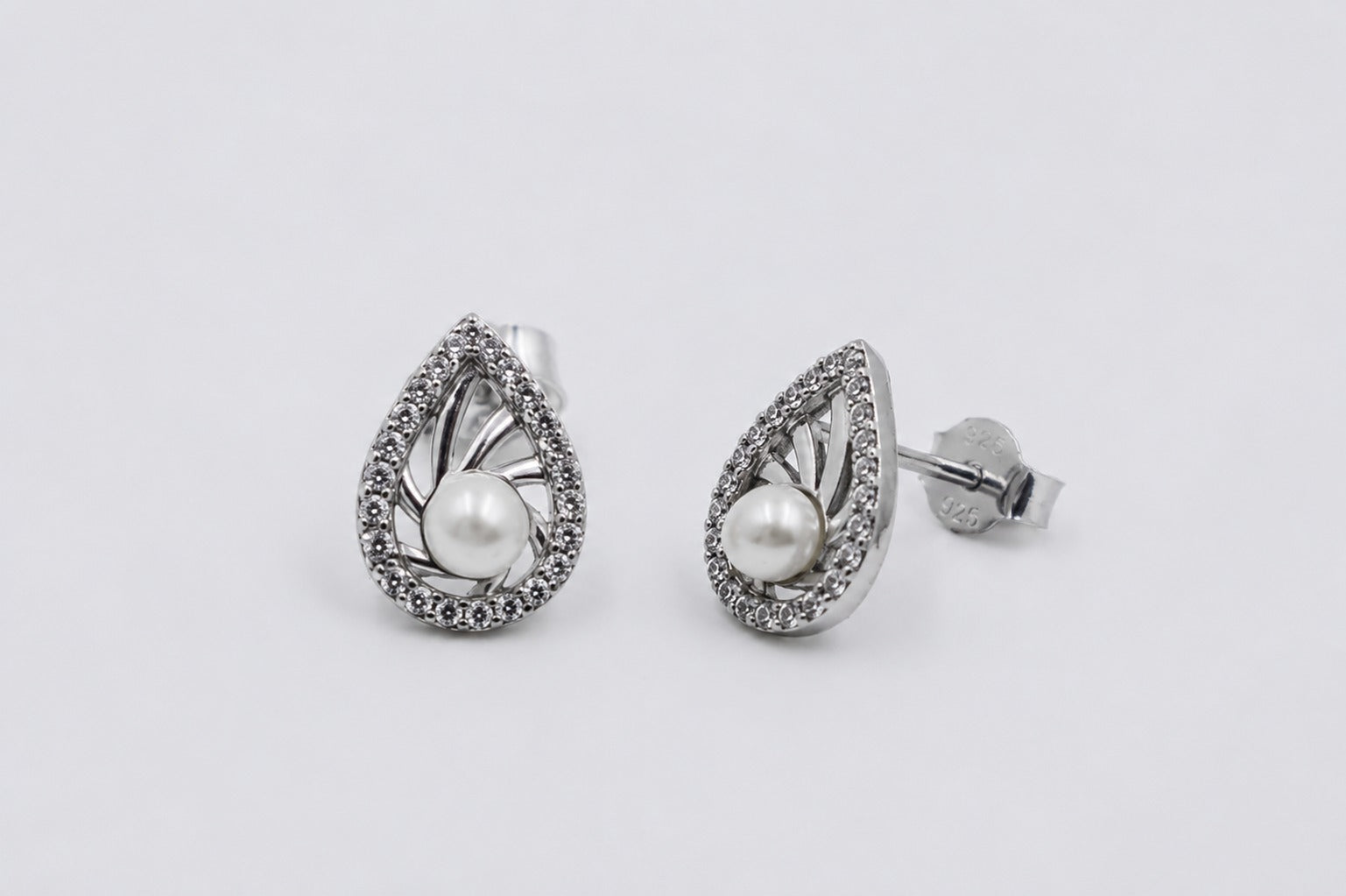 Pearl Teardrop Stud Earrings