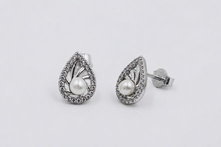 Pearl Teardrop Stud Earrings