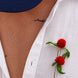 Crimson Bloom Silver Lapel Pin