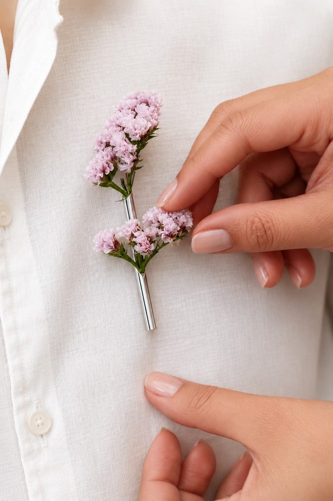 Crimson Bloom Silver Lapel Pin