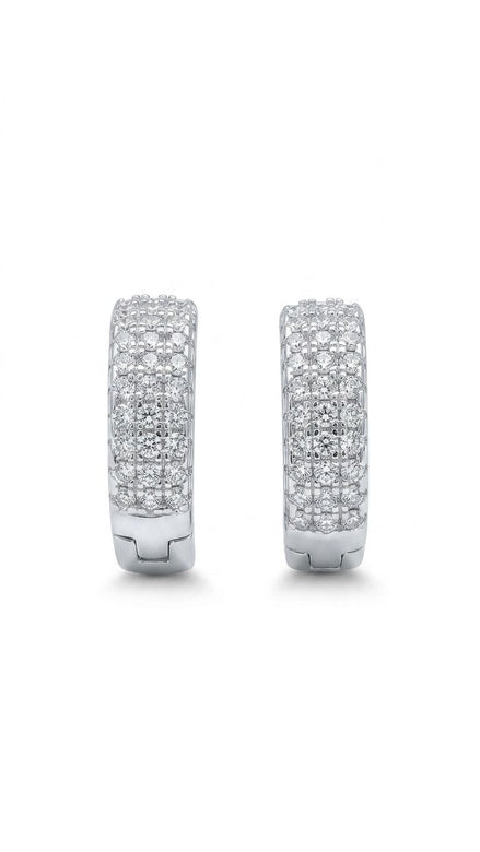 Three Line CZ Huggie Hoops