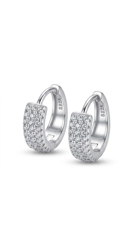 Three Line CZ Huggie Hoops