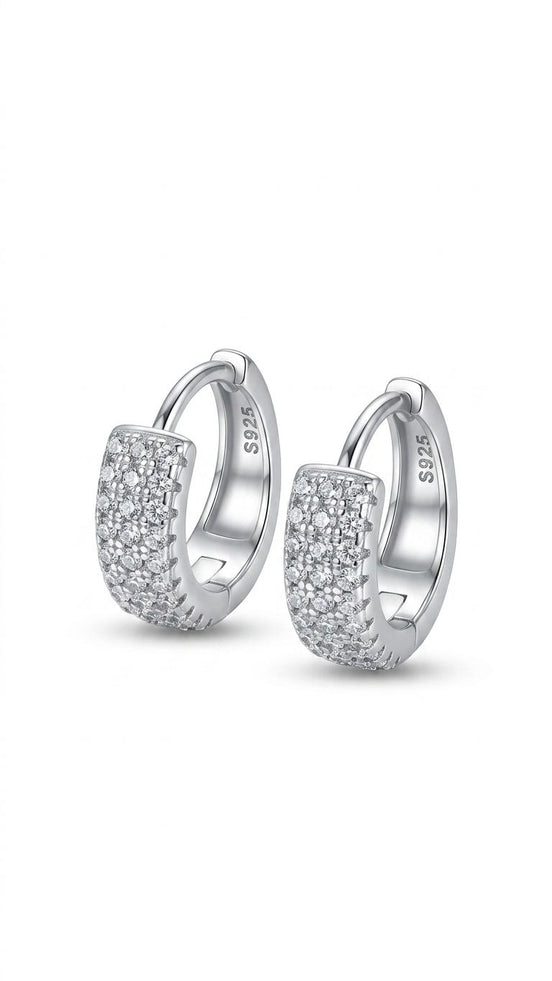 Three Line CZ Huggie Hoops