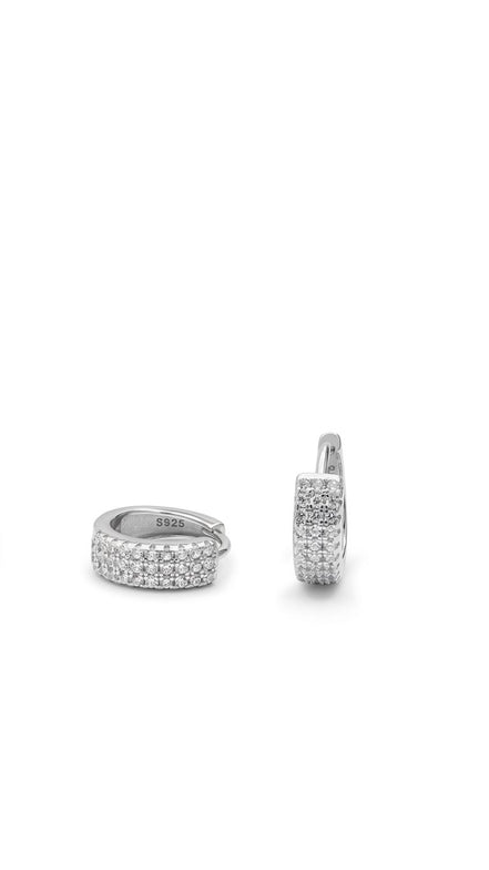 Three Line CZ Huggie Hoops