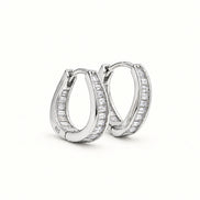 Luxe Dual-Tone Crystal Hoop Earrings