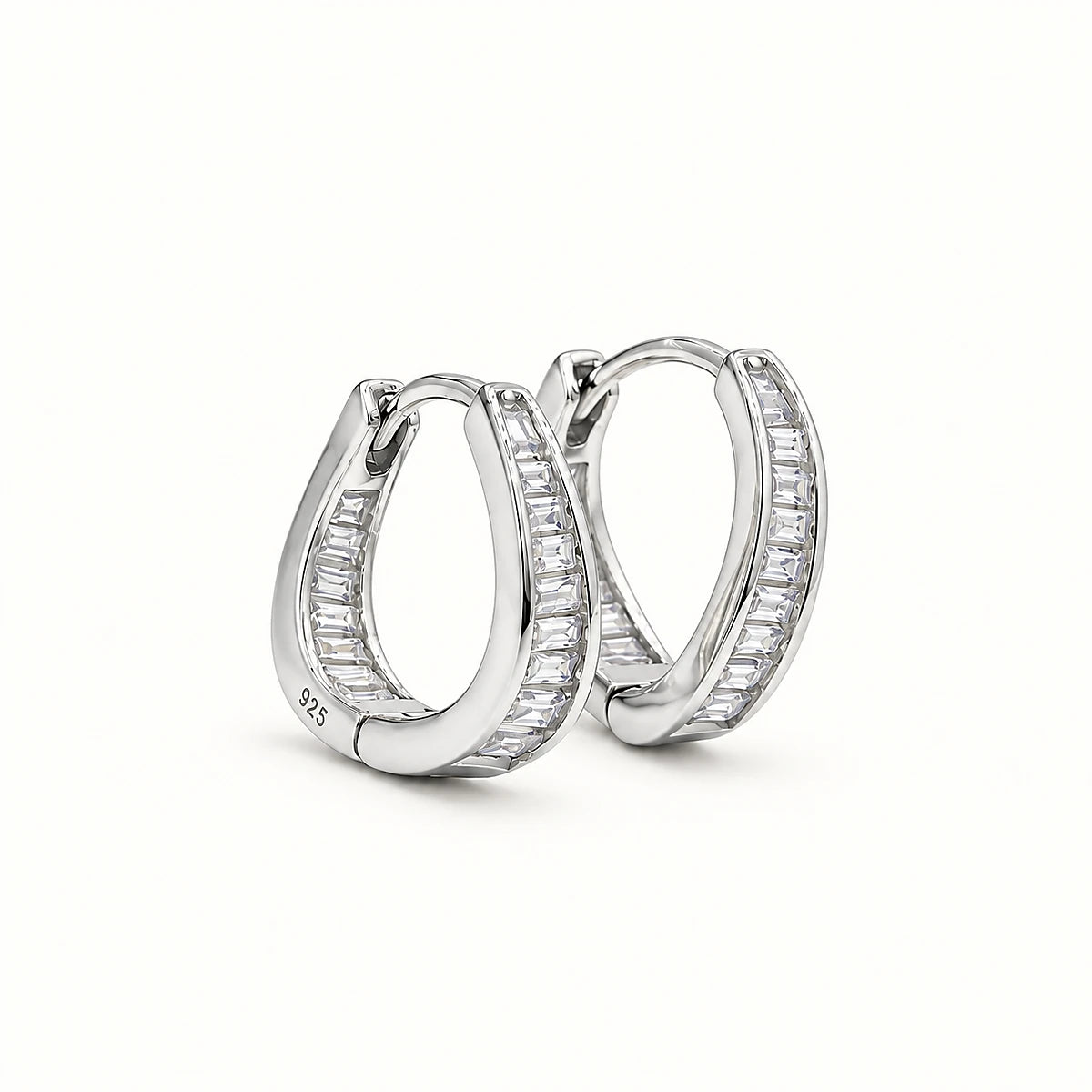 Luxe Dual-Tone Crystal Hoop Earrings