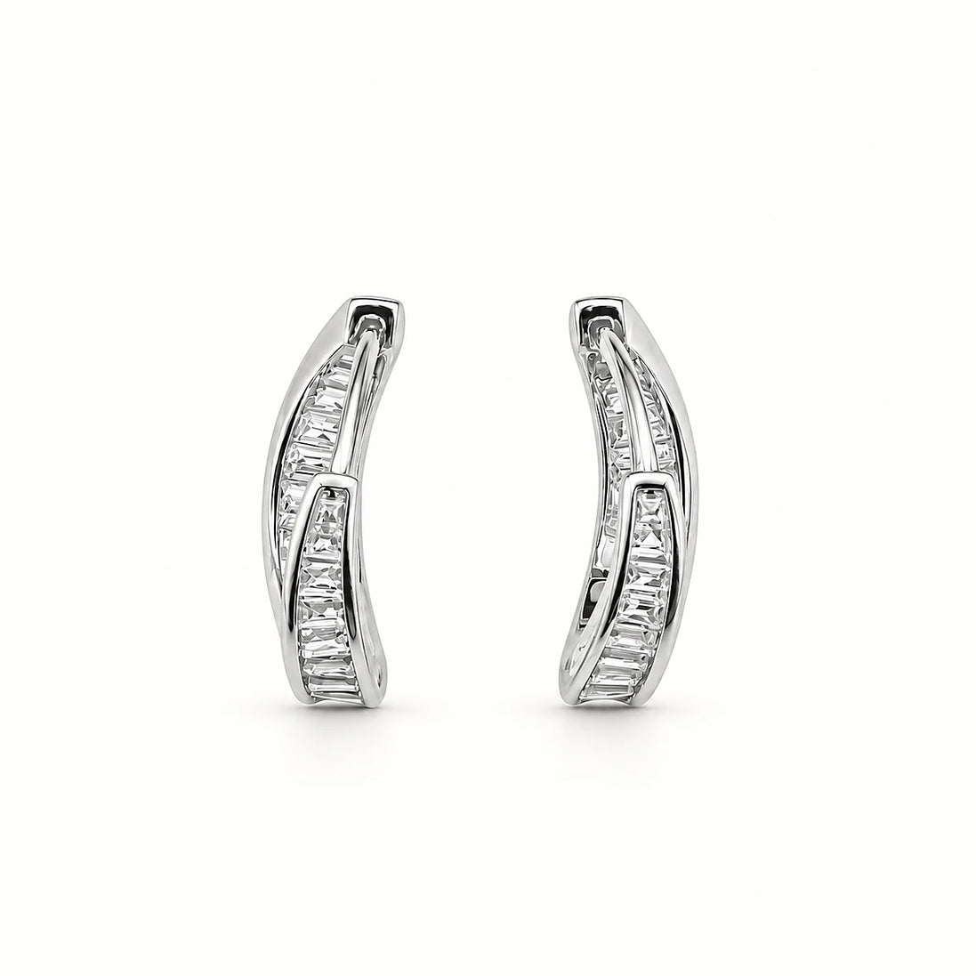 Luxe Dual-Tone Crystal Hoop Earrings