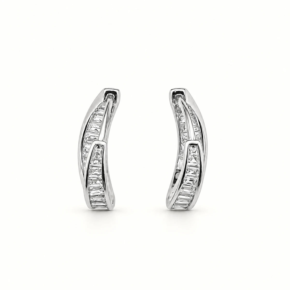 Luxe Dual-Tone Crystal Hoop Earrings