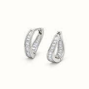 Luxe Dual-Tone Crystal Hoop Earrings