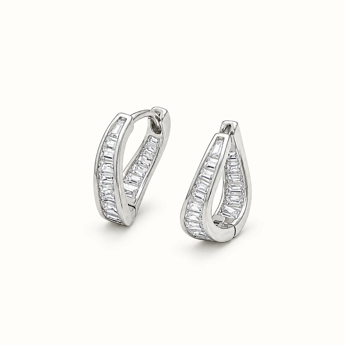Luxe Dual-Tone Crystal Hoop Earrings