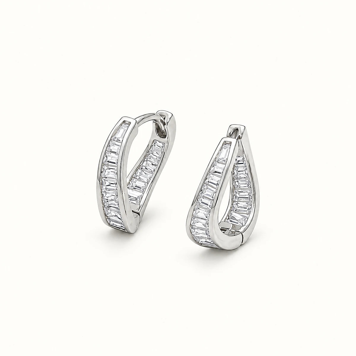 Luxe Dual-Tone Crystal Hoop Earrings
