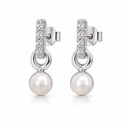 Pearl Halo Drop Stud Earrings
