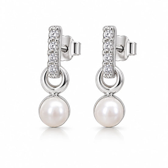 Pearl Halo Drop Stud Earrings