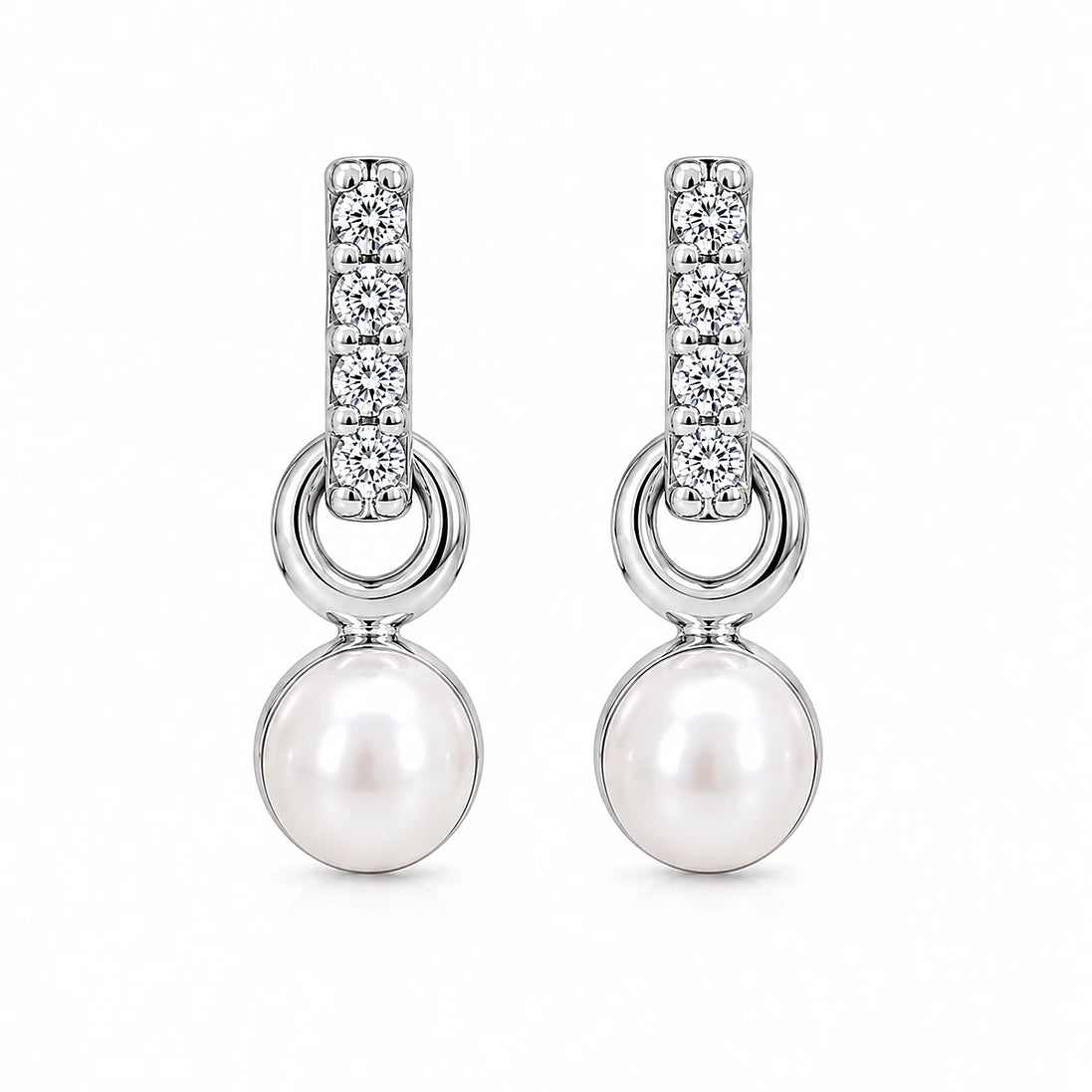 Pearl Halo Drop Stud Earrings