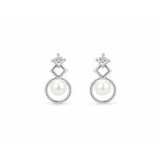 Luna Halo Pearl Stud Earrings
