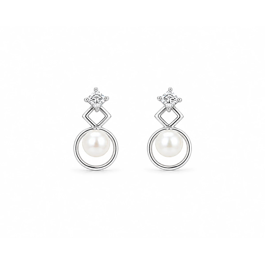 Luna Halo Pearl Stud Earrings