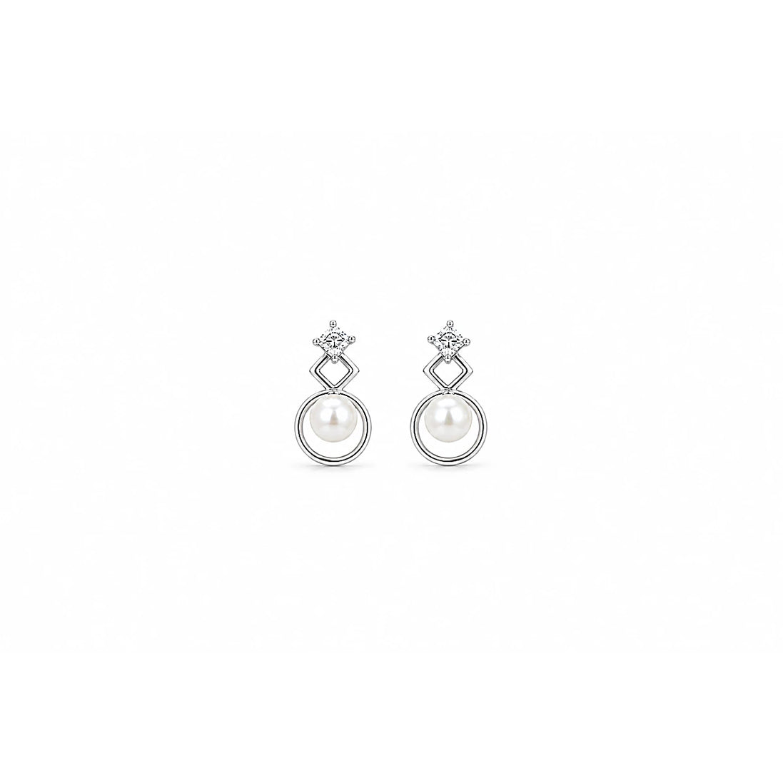 Luna Halo Pearl Stud Earrings