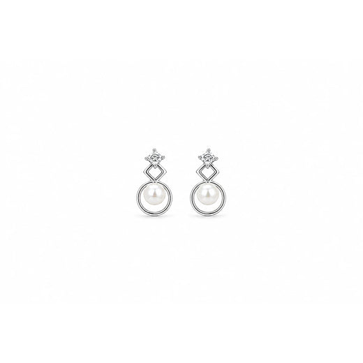 Luna Halo Pearl Stud Earrings