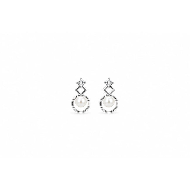 Luna Halo Pearl Stud Earrings