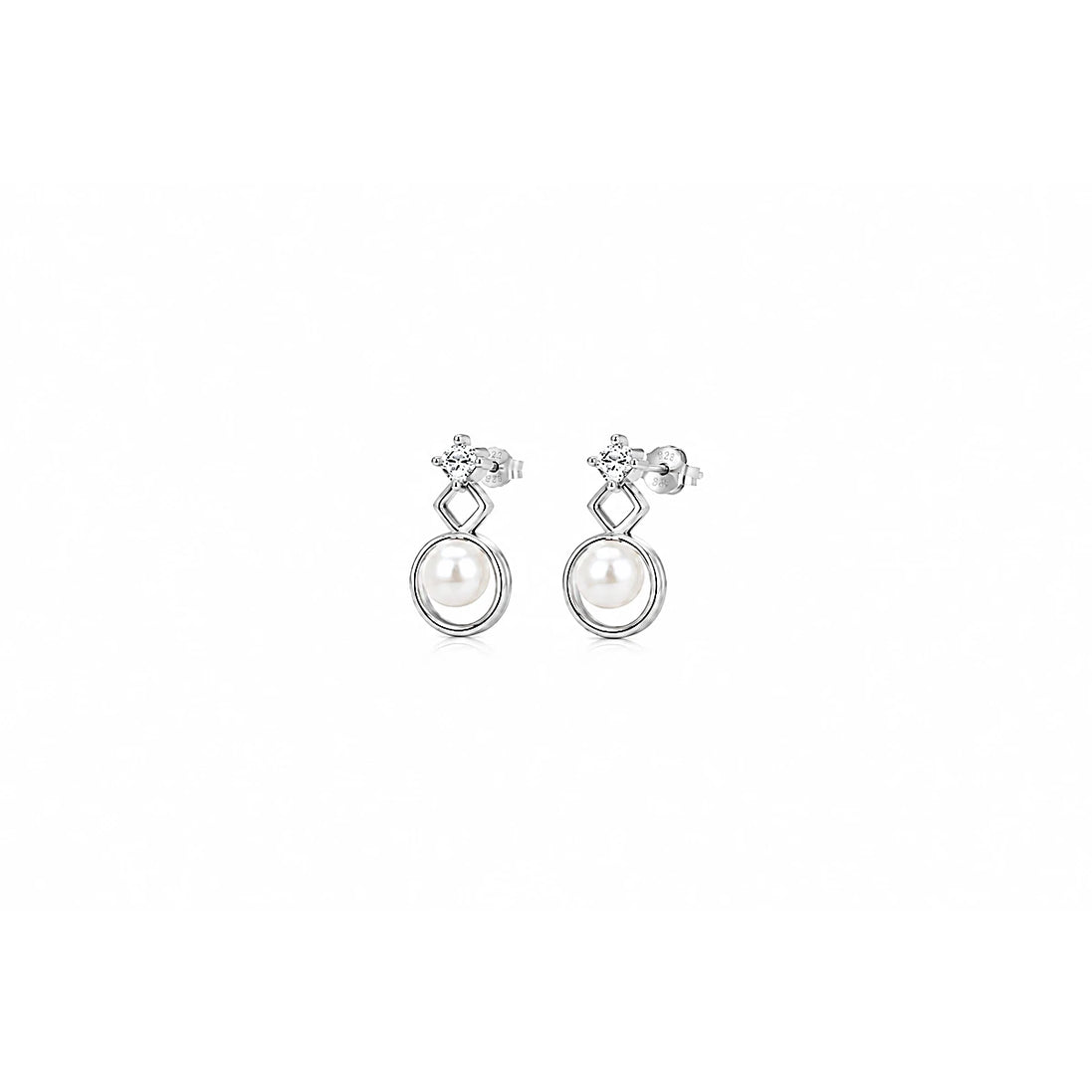 Luna Halo Pearl Stud Earrings