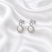 Luna Halo Pearl Stud Earrings