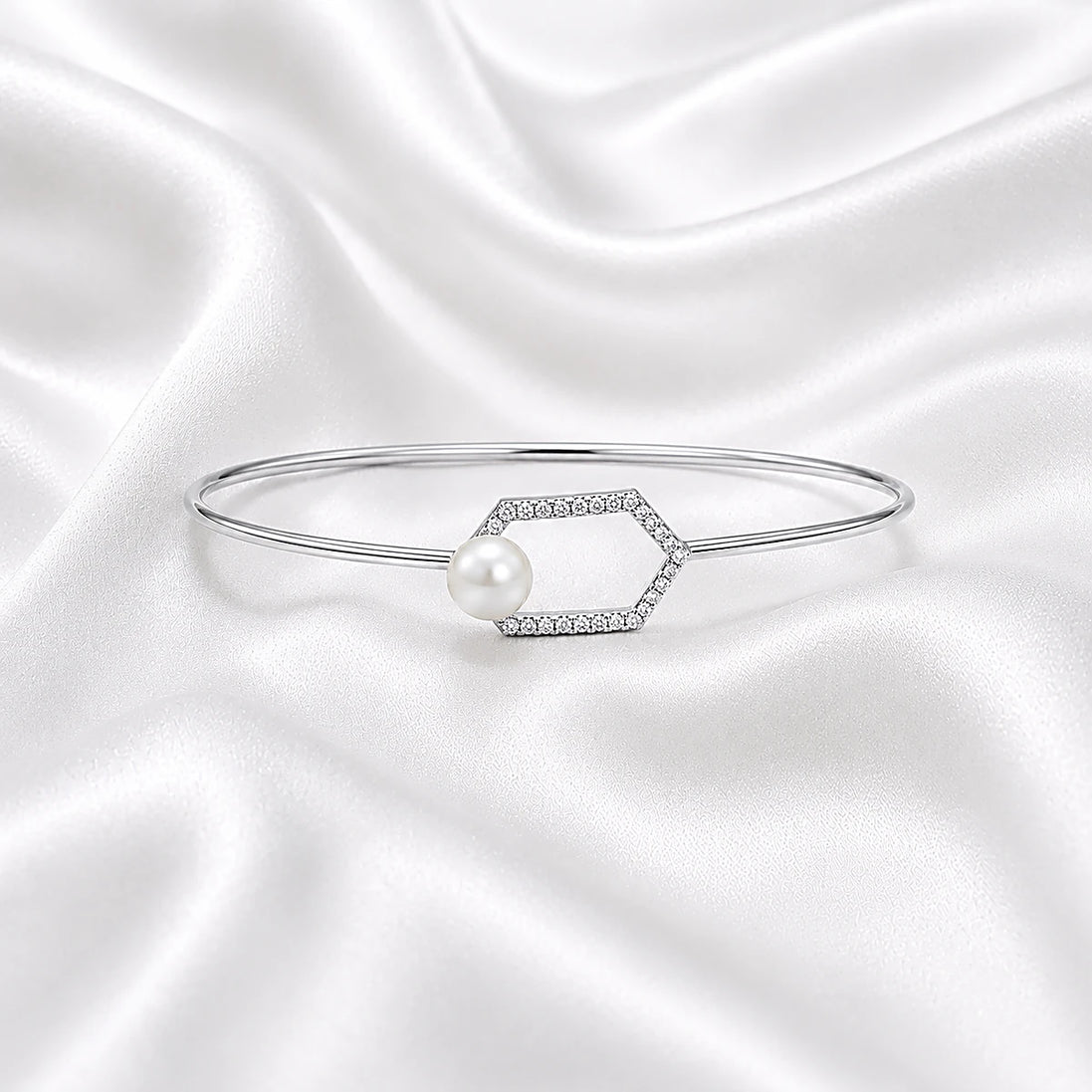 Hexa Pearl Harmony Cuff Bracelet
