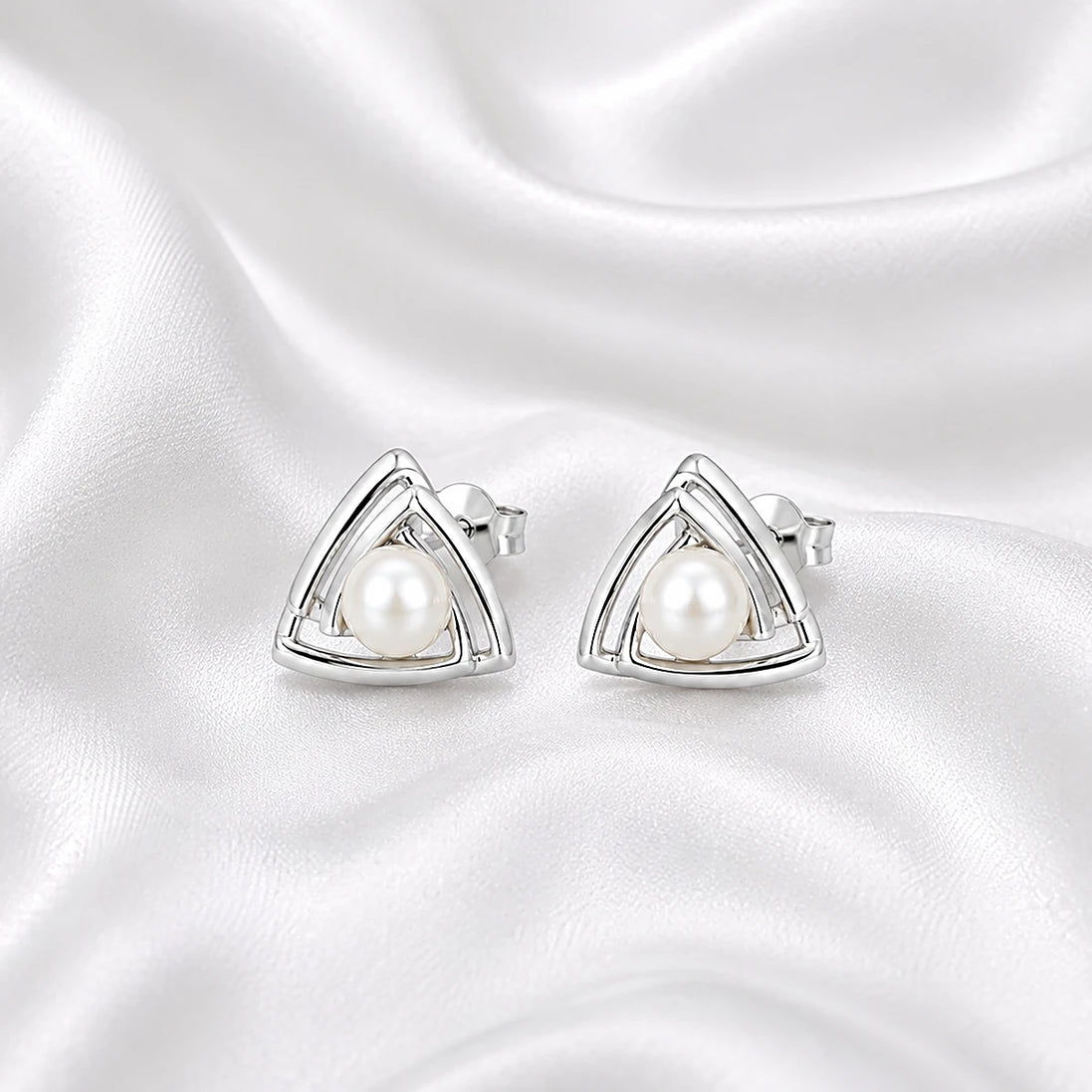 Trinity Pearl Stud Earrings