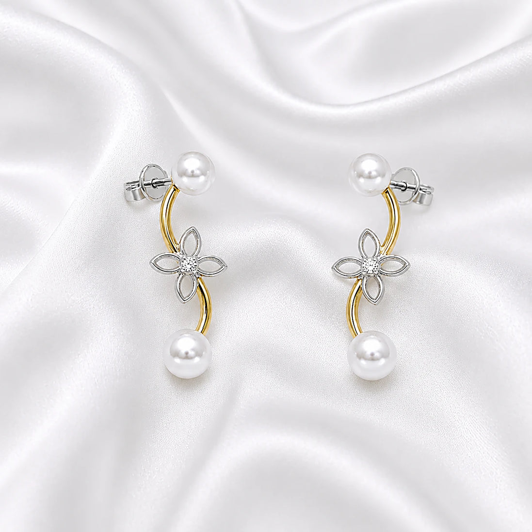 Pearl Bloom Duo Stud Earrings