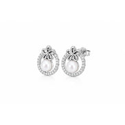 Pearl Blossom Halo Stud Earrings