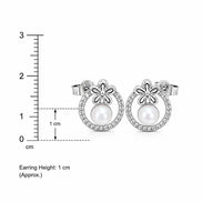 Pearl Blossom Halo Stud Earrings