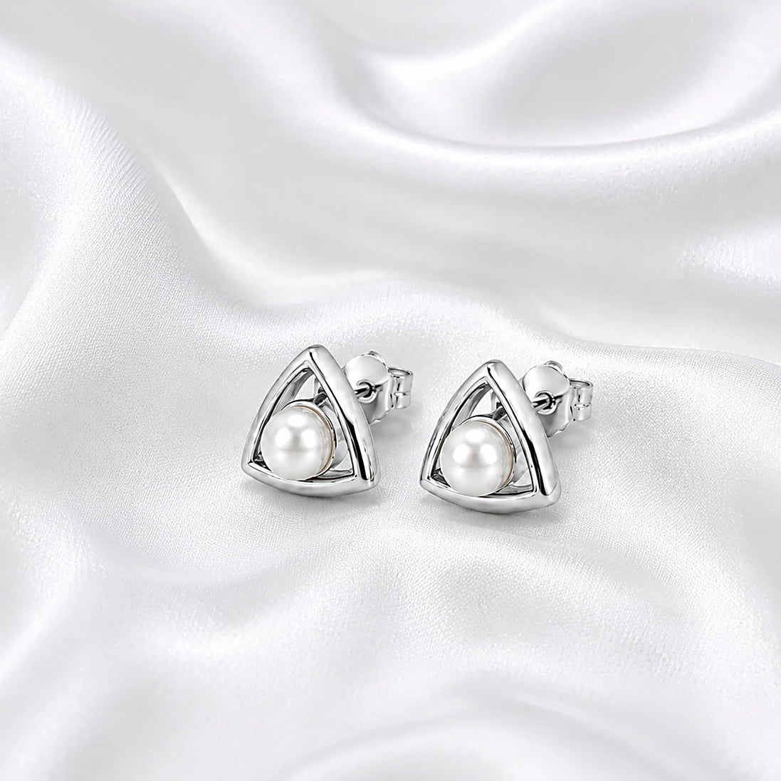 Nova Pearl Triangle Stud Earrings