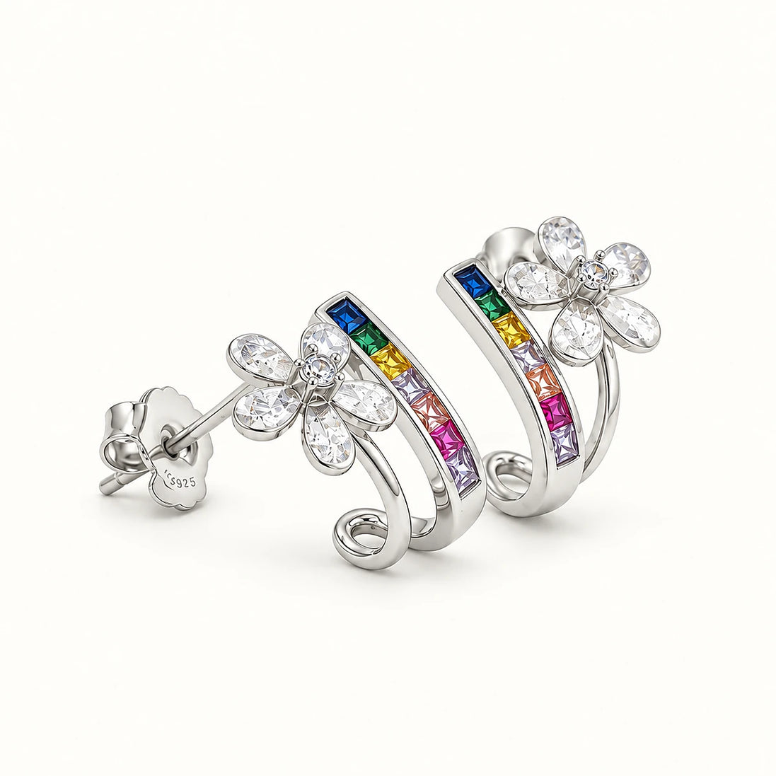 Golden Bloom Rainbow Crystal Earrings