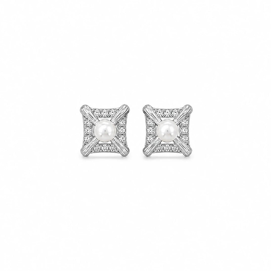 Pearl Radiance Square Stud Earrings