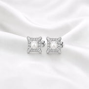 Pearl Radiance Square Stud Earrings